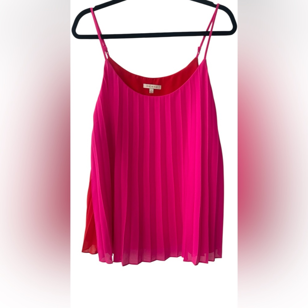 Skies Are Blue Vibrant Pink/Red Pleated Tank Top